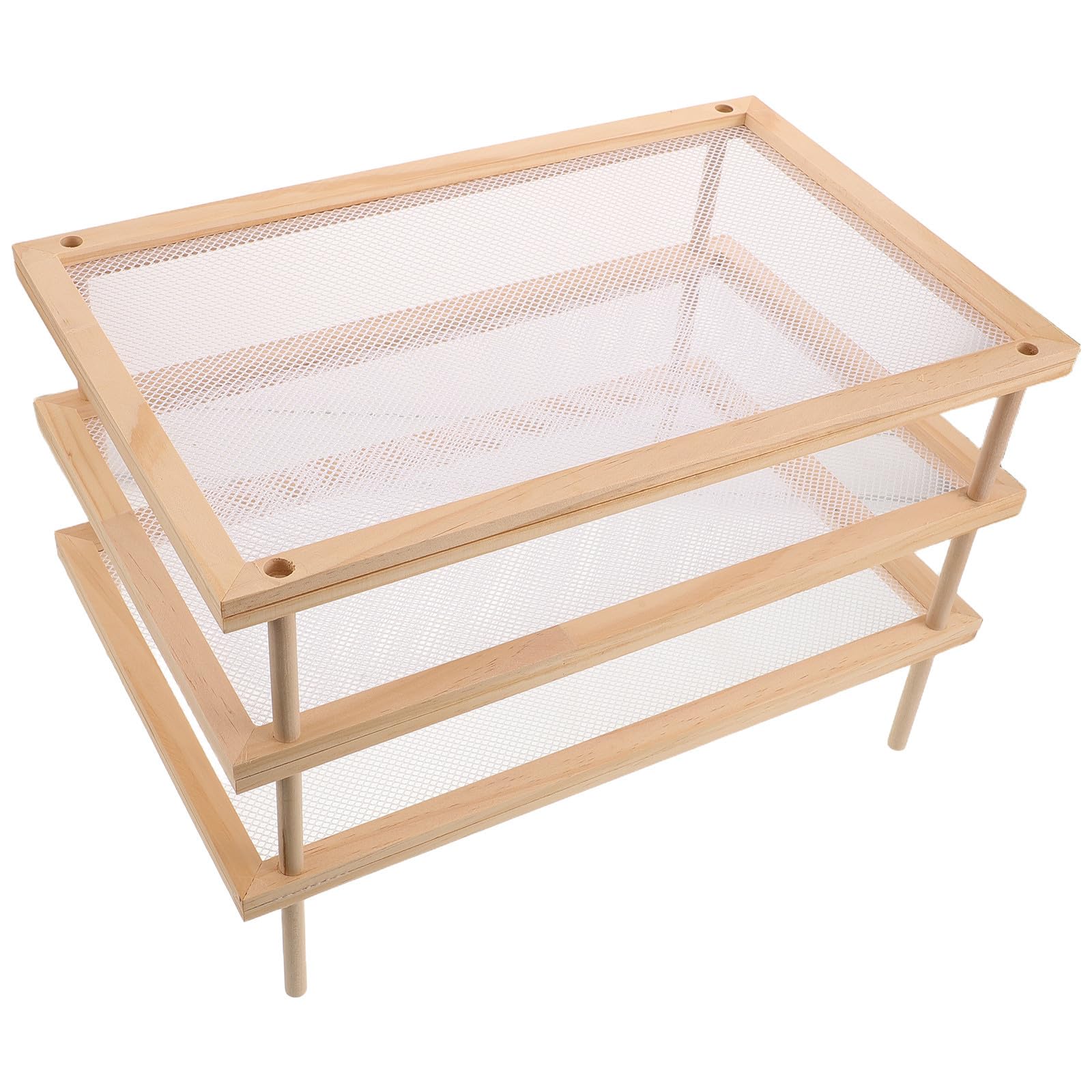 SHINEOFI Séchoir à Pâtes en Bois Beige Empilable à 3 Niveaux