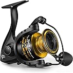 Piscifun Flame Spinning Reels, Lightweight 9+1BB Ultra Smooth Spinning Fishing Reels, Carbon Fiber 19.8Lbs Max Drag, 1000, Gold