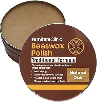 Furniture Clinic Natural Oak Coloured Beeswax Polish for Wood & Furniture - 200ml – (Package may vary)