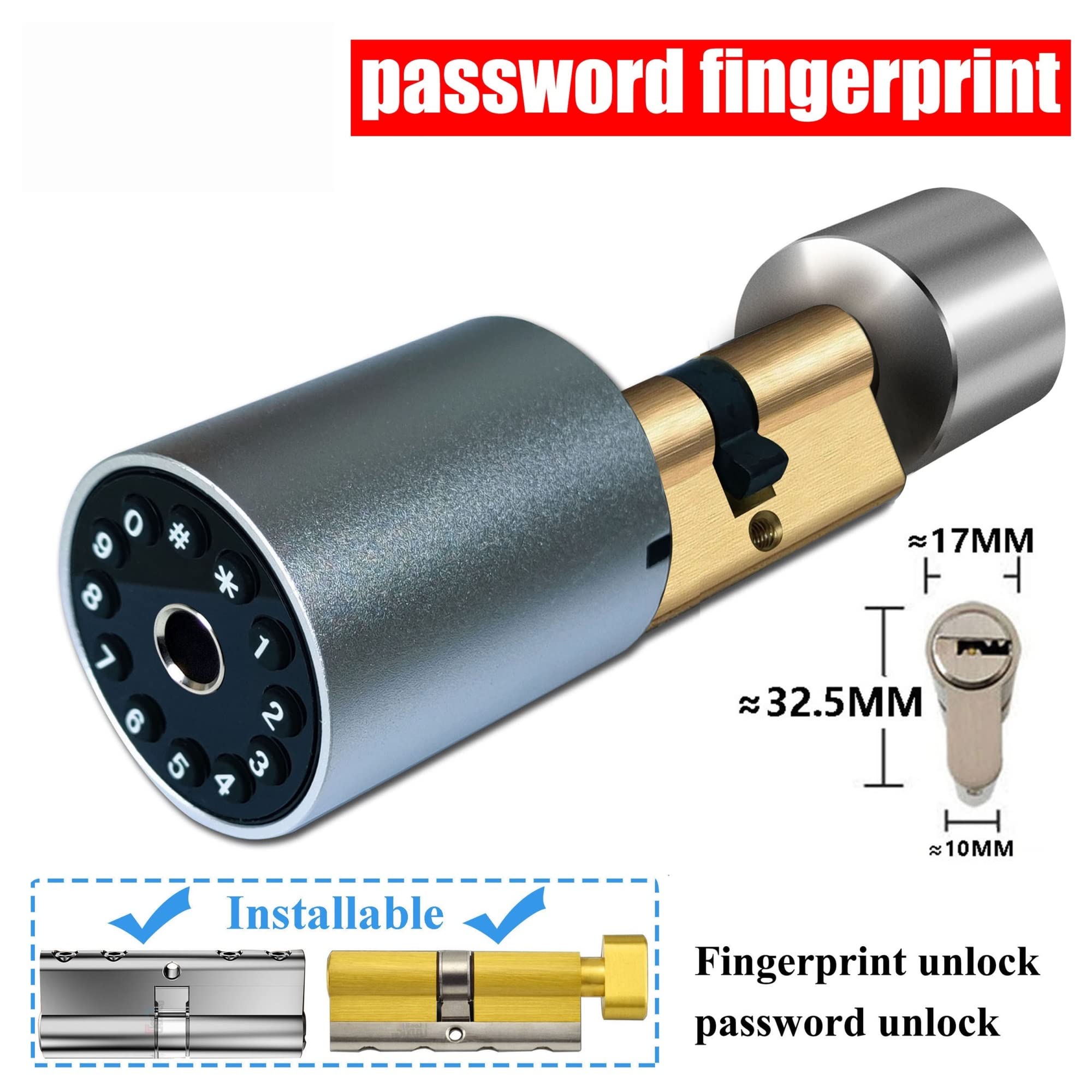 Serratura Smart, Serratura con password di dimensioni variabili Serratura for porta con impronta digitale Serratura for porta intelligente Serratura for porta esterna Serratura elettronica Tuya APP Po