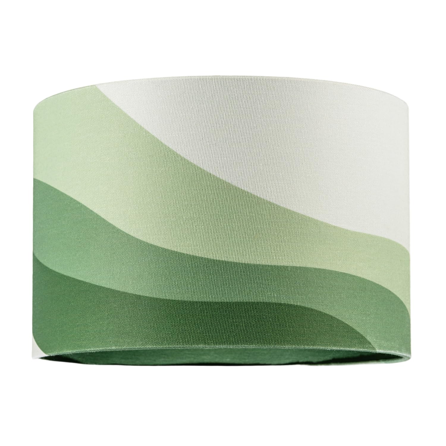 Contemporary Forest Green Linen Fabric Drum Lamp Shade with Inner and Outer Wavy Design | 30cm Diameter | Organic Layered Pattern by Happy Homewares