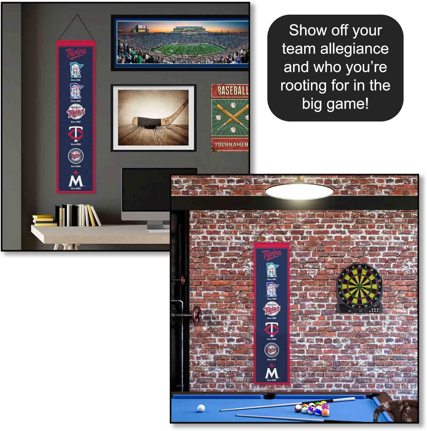 WinCraft Minnesota Twins Evolution 8x32 Inch Vertical Wool Embroidered Hanging Banner