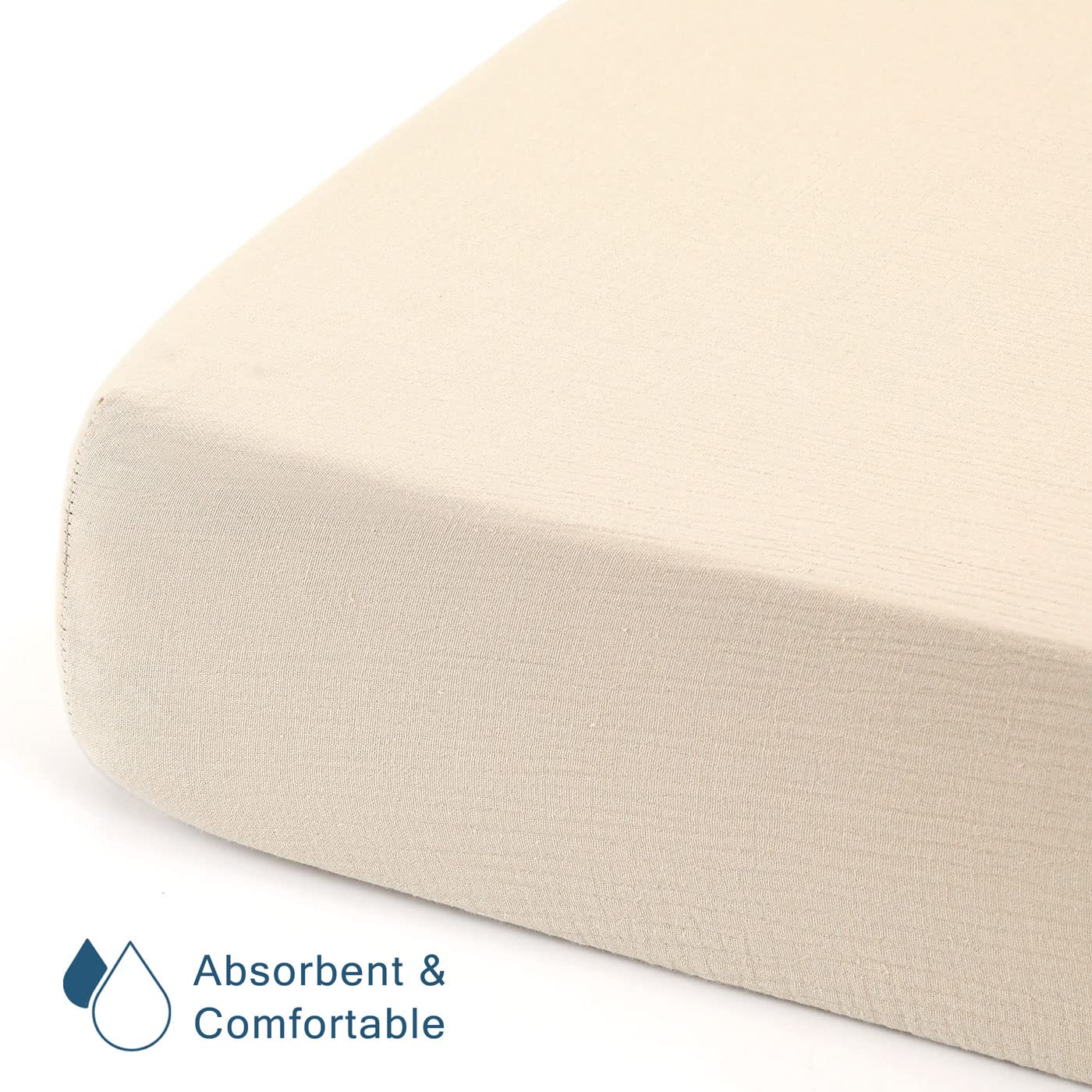 GRSSDER 1 lenzuolo per culla in mussola morbida, 100% cotone, con tasca profonda per ragazzi e ragazze, adatto a materassi per culla standard 132 x 71 cm, sicuro e aderente, beige