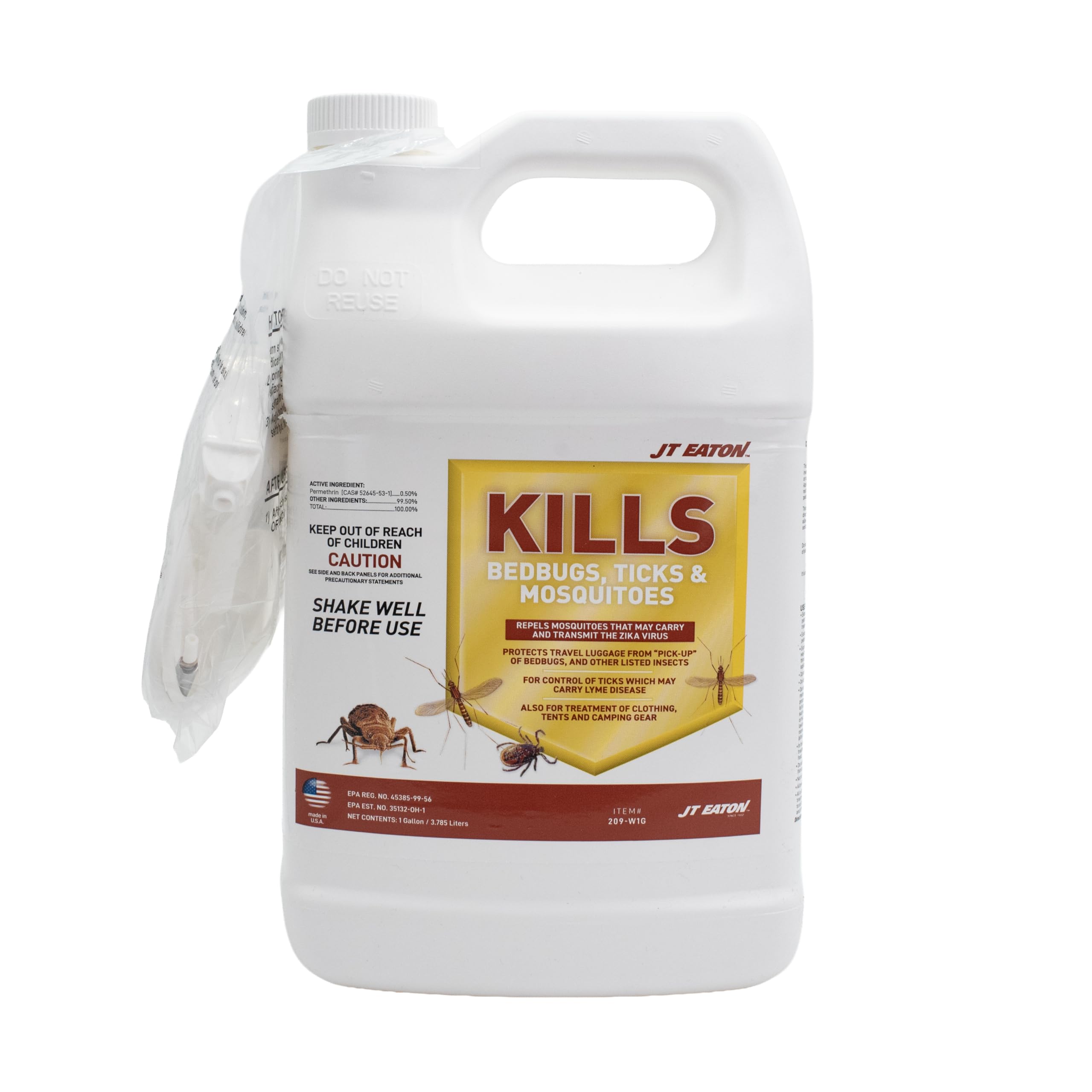 JT Eaton 209-W1G Bed Bug, Tick, and Mosquito Killer Spray, Water-Based Insecticide, Gallon with Sprayer