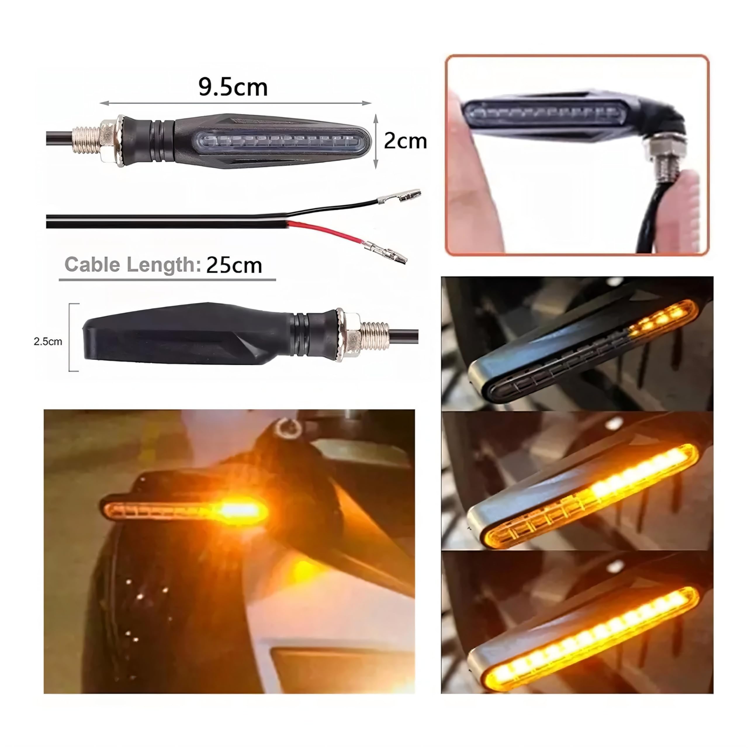 Support de Plaque d'immatriculation pour Motos avec éclairage LED Rotatif à Gauche et à Droite. Support de Plaque d'immatriculation réglable en Aluminium pour la Plupart des modèles de Moto (Noir)