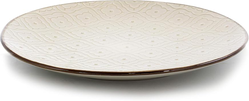 Elama White Lily 16 Piece Luxurious Stoneware Dinnerware with Complete Setting for 4