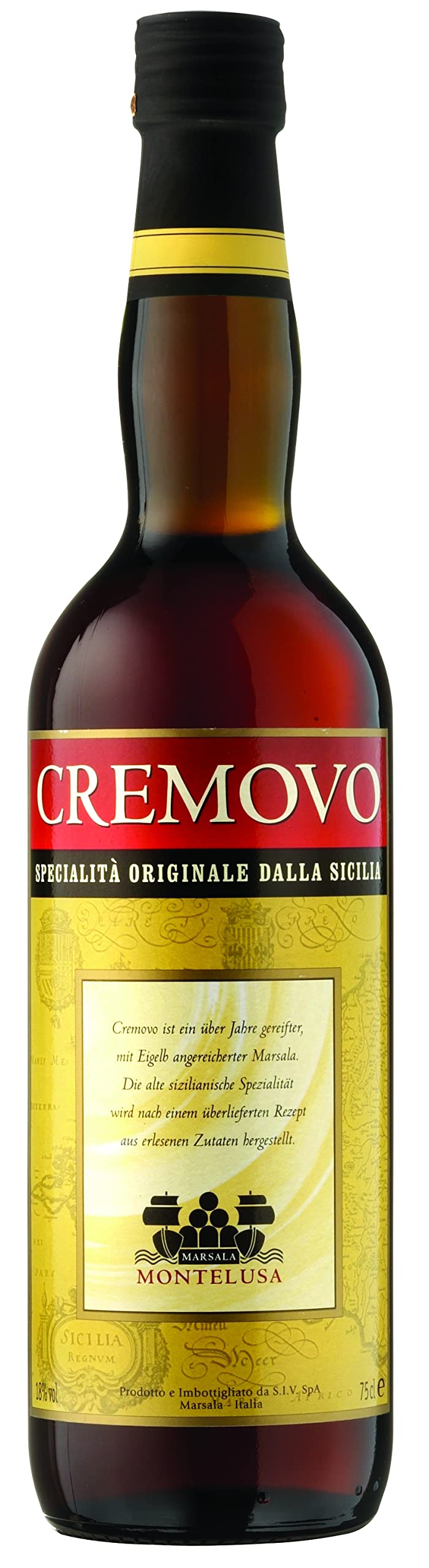 Cremovo Marsala Fine 18% vol. (1 x 0,75l) –Süßer Likörwein mit cremigem Charakter – Perfekt als Dessertwein oder zum Kochen und Backen