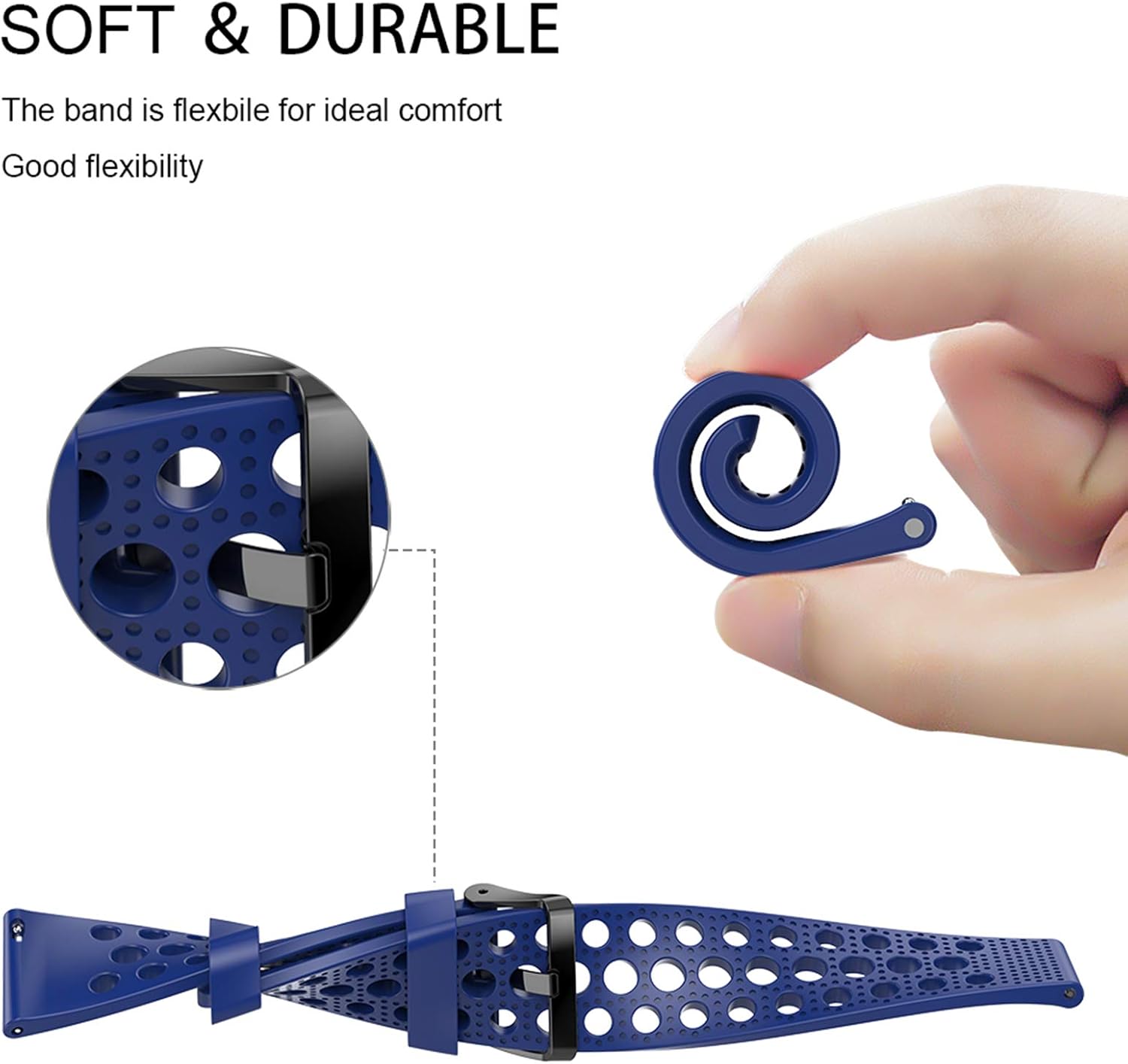 Compatible for Huawei Watch GT 2 Pro Bands, Youkei Silicone Replacement Wristbands Sport Strap with Metal Buckle Compatible for Huawei Watch GT 2 Pro Smartwatch (3 Pack-Black+Blue+Green)