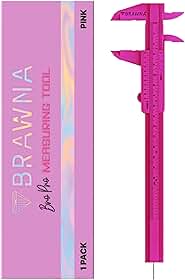 BRAWNA Régua de Medição para Sobrancelhas PMU – Régua Dupla Escala para Microblading e Brow Mapping – Paquímetro Vernier para Design de Sobrancelhas – Ferramenta PMU – Rosa