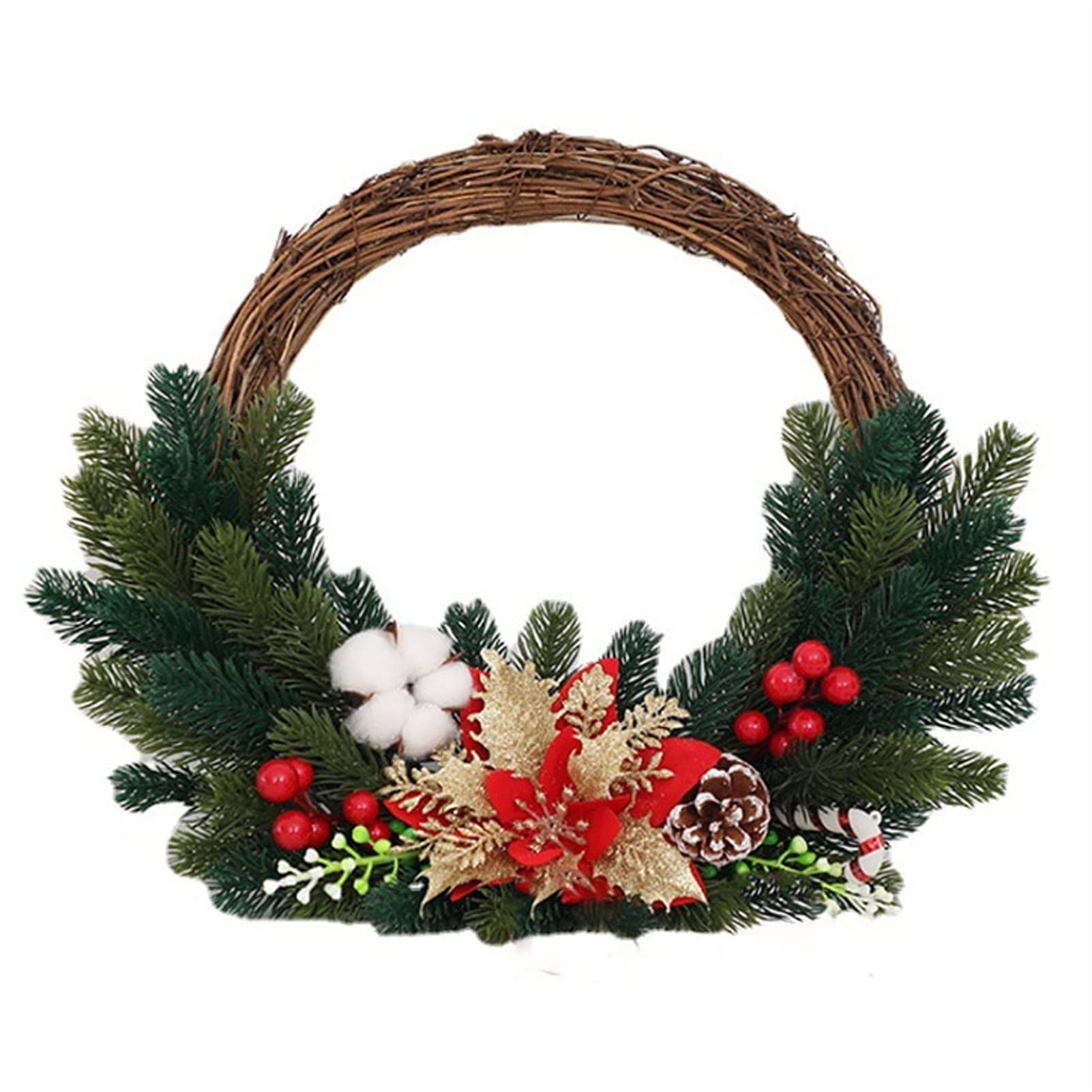 CAREG Guirnalda de la Puerta Frontal Fruta Roja Festiva Guirnaldas Garland Anillo de Flores Colgante Colgante Multicolor Decoración de Acción de Gracias Durable (Color : 30cm)
