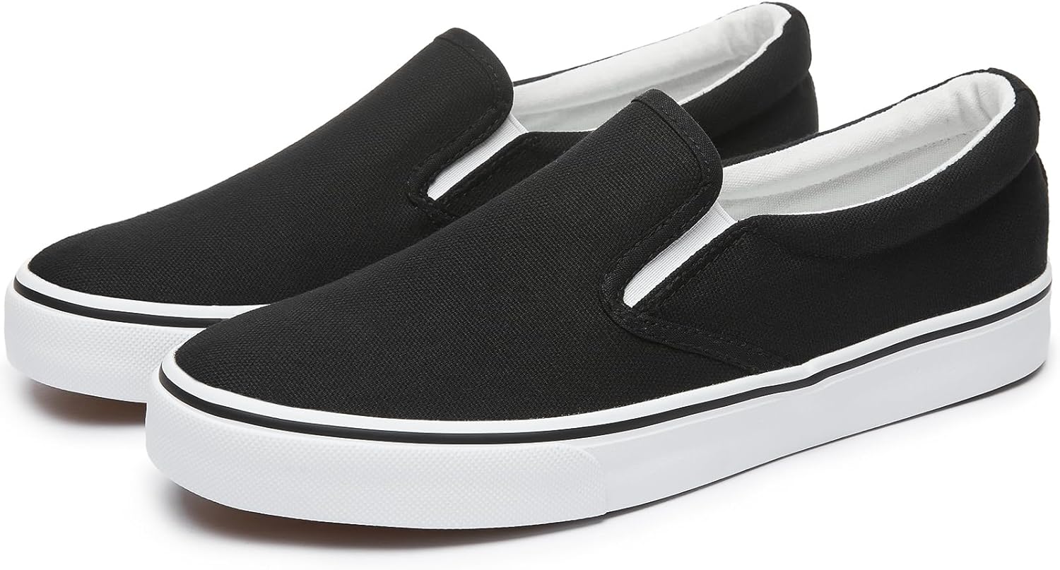 yageyan Mens Slip on Sneakers Loafers Shoes Canvas Black Shoes Canvas Blue Casual Fashion Shoes
