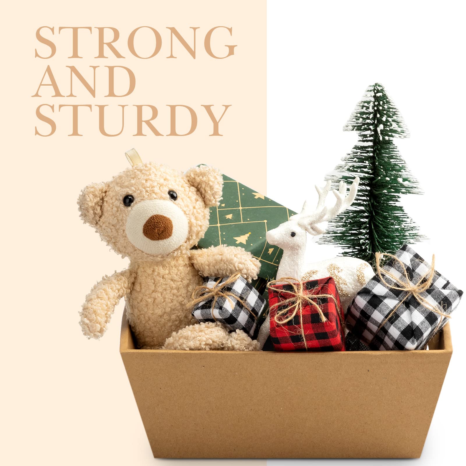 10 Pack Basket For Gifts Empty, 10" * 8.5" Gift Basket Sturdy Kraft Market Tray With Handles