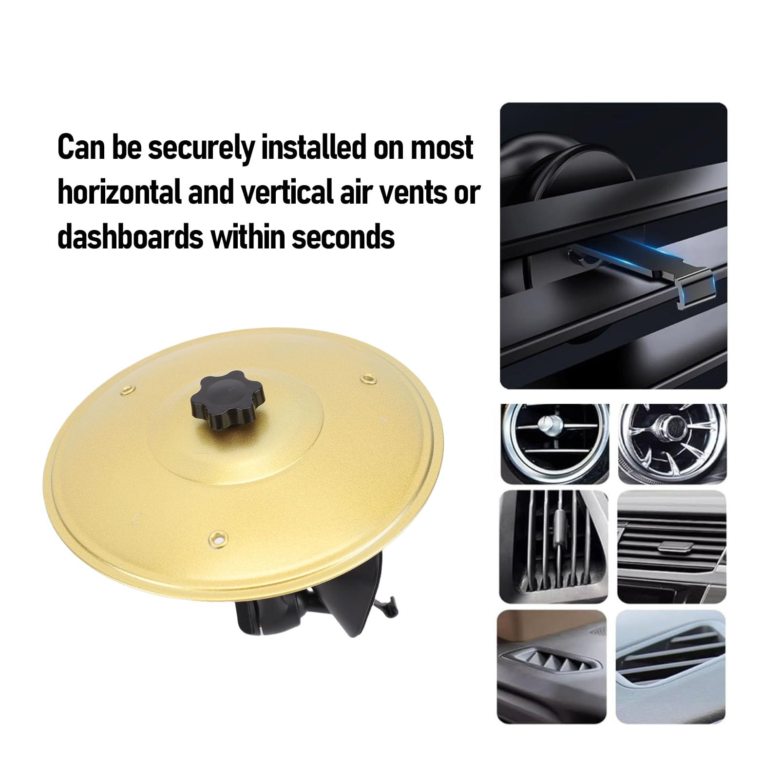 Decoration de Cymbales de L'accident de Voiture, Sound Clair et Croustillant à Volume élevé Amusant, Taille Compacte pour la Cymbale à Tambour de Ventilation de Voiture avec (GOLD)
