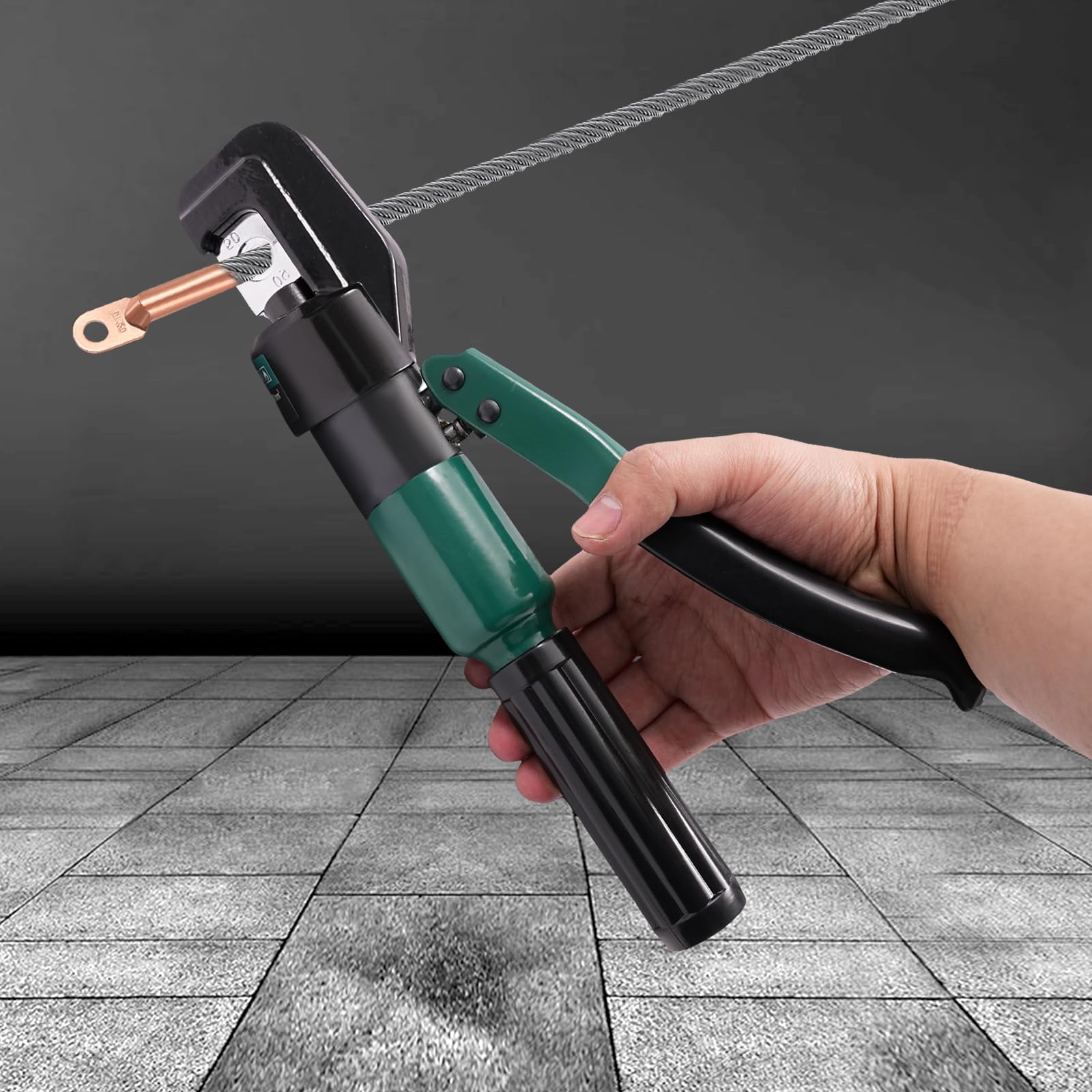 Crimpadora hidráulica manual con 8 pares de matrices, mango ergonómico para aluminio, plástico, PEX, tubos multicapa y extremos de alambre.