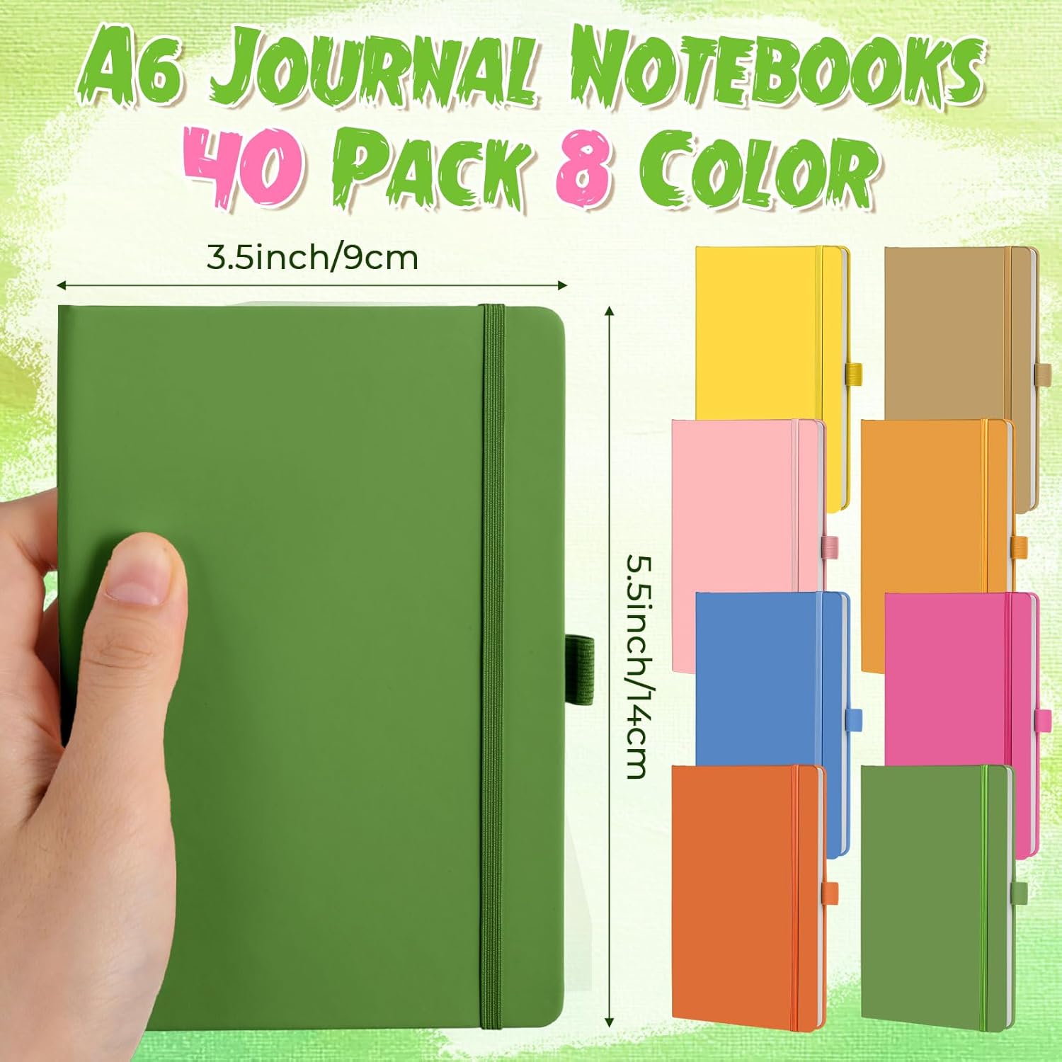 Laumoi 40 Pack Pocket Notebook Journals A6 Mini Hardcover Journal PU Leather Lined Notebook 3.5 x 5.5 In Small College Ruled Notepad with Pen Holder for Writing Office School Supplies (Earth Tones)