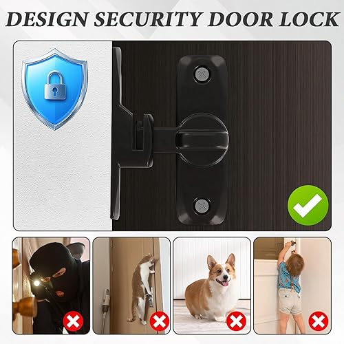 Miniatura 3 de Pestillo para puerta, 2 piezas, cerradura de puerta corrediza de granero de bolsillo con giro de 90180, protege la privacidad, adecuado para