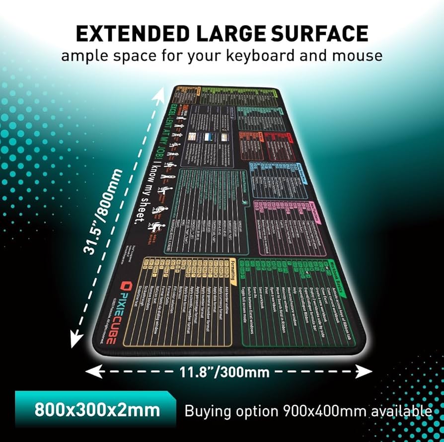 Amazon.com: Pixiecube Excel Shortcut Keys Mouse Pad - Extended Amazon.com: Pixiecube Excel Shortcut Keys Mouse Pad - Extended