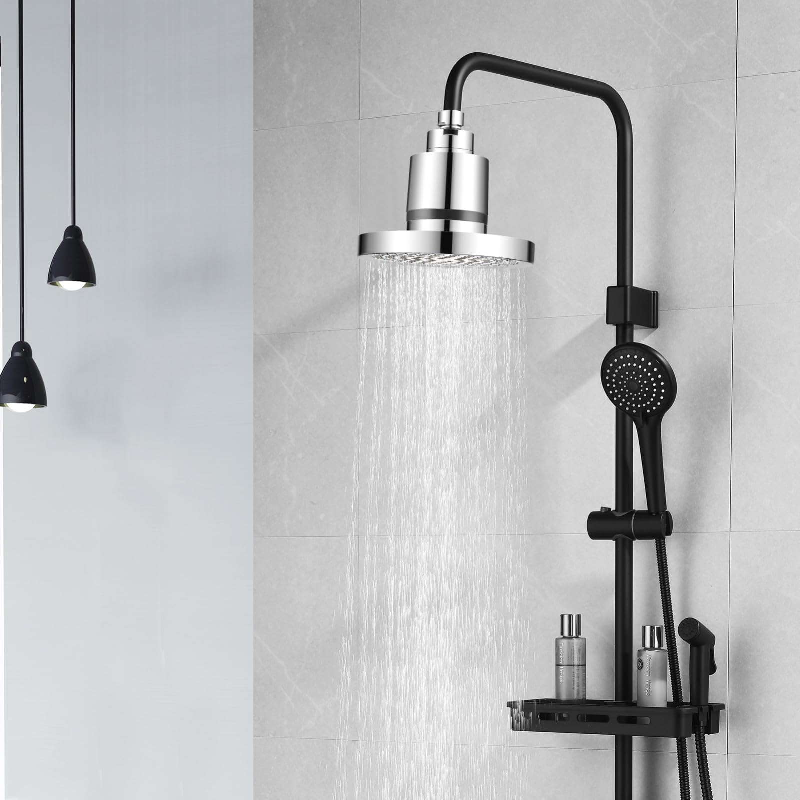 SOIMISS Cabezal de Ducha Presurizado de Alta Presión con Filtro de Etapas para Reducir el Cloro Suavizar el Agua Dura para Baño y Ducha Diaria