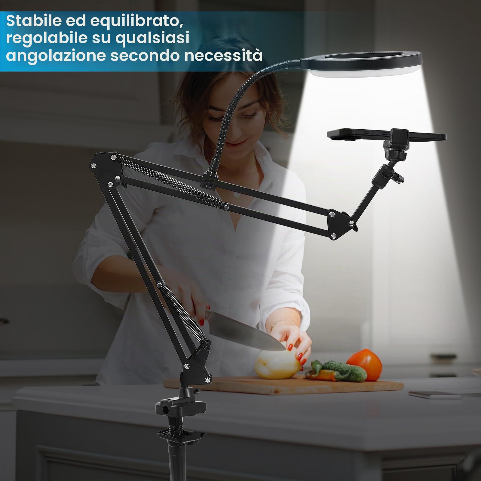 Led Luce Ad Anello Con Supporto Per Telefono,Supporto E Supporto Per Telefono,Scrivania Treppiede Regolabile,Scrivania Con 3 Colori 10 Luminosità Per Selfie (10'' Led Luce Ad Anello)