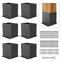 Vista 10 de Base de poste de 4 x 4, soportes de poste (tamaño interior de 3.6 x 3.6 pulgadas), anclaje de poste de acero grueso grueso con recubrimiento