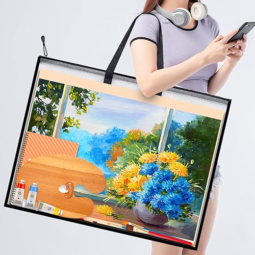 Miniatura 7 de VikYel Bolsa portafolio de arte de 24 x 36 pulgadas, bolsa de almacenamiento de póster con cremallera y asa para obras de arte, tablones de