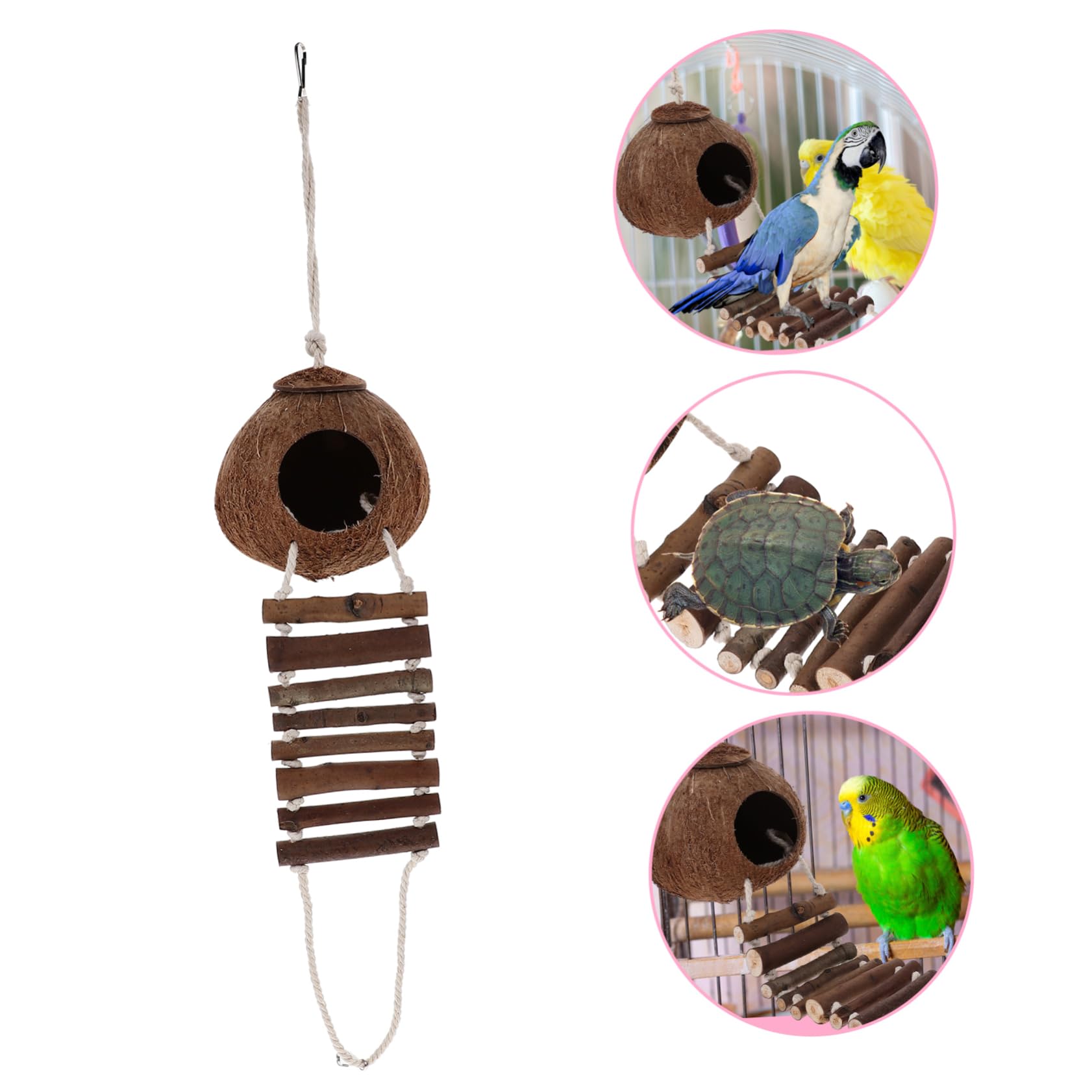 BESPORTBLE Casa para Cangrejo Ermitaño con Escalera Cueva de Madera para Reptiles Refugio Decorativo para Terrarios Adecuado para Hábitat de Cangrejos Ermitaños Suministros para Terrarios