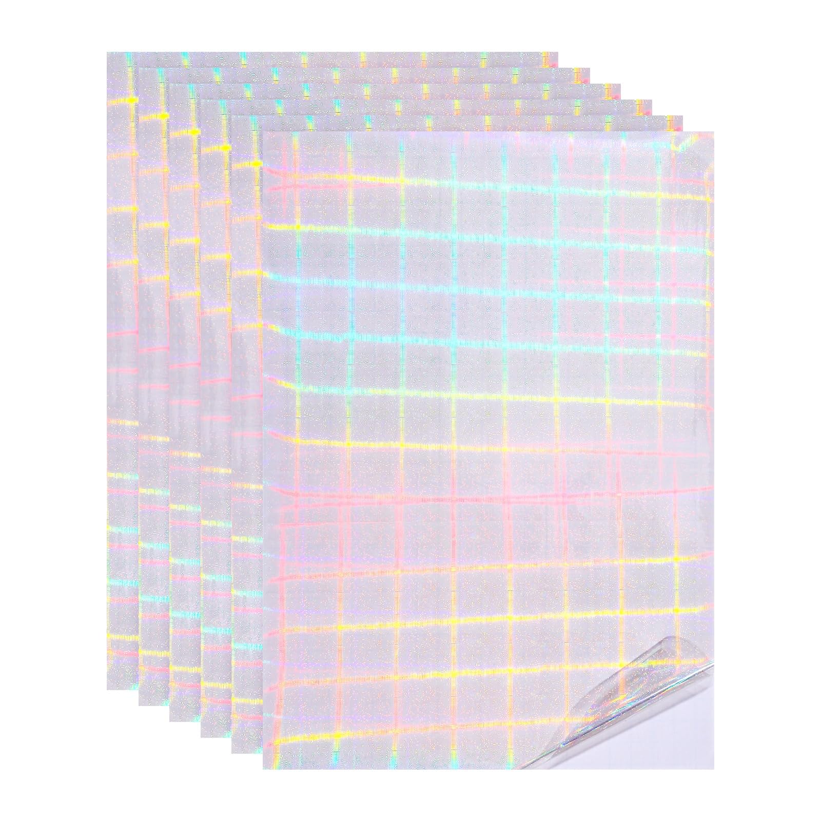 PATIKIL 12x8 Inch Holographic Laminate Sheets, 6Pcs Holographic Sticker Paper Transparent Vinyl Laminate Film A4 Waterproof Self Adhesive for Craft Books, Grid Dot Pattern — image 1