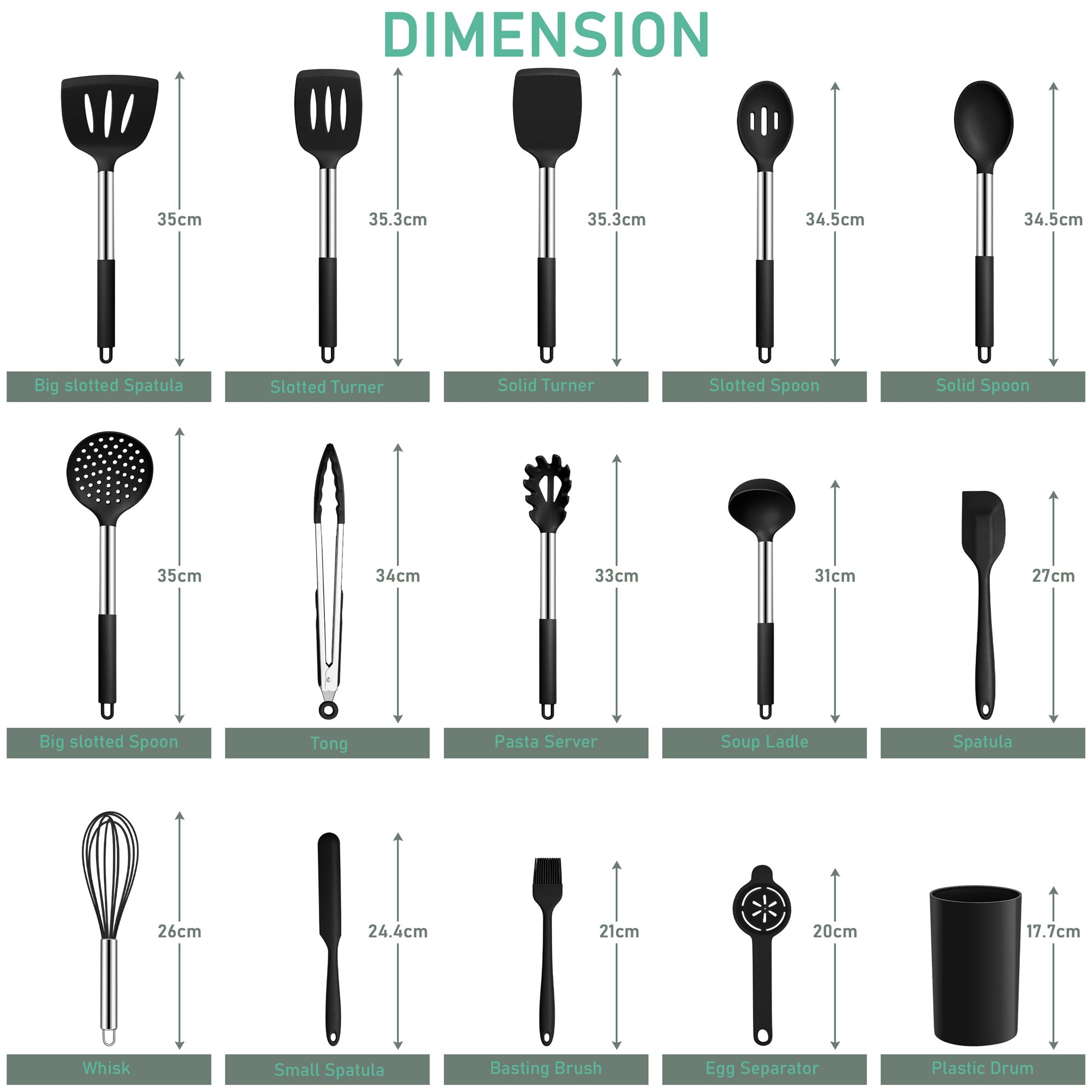 Joyfair Kitchen Utensils Set, 4 Pack Silicone Cooking Utensil Set, Non