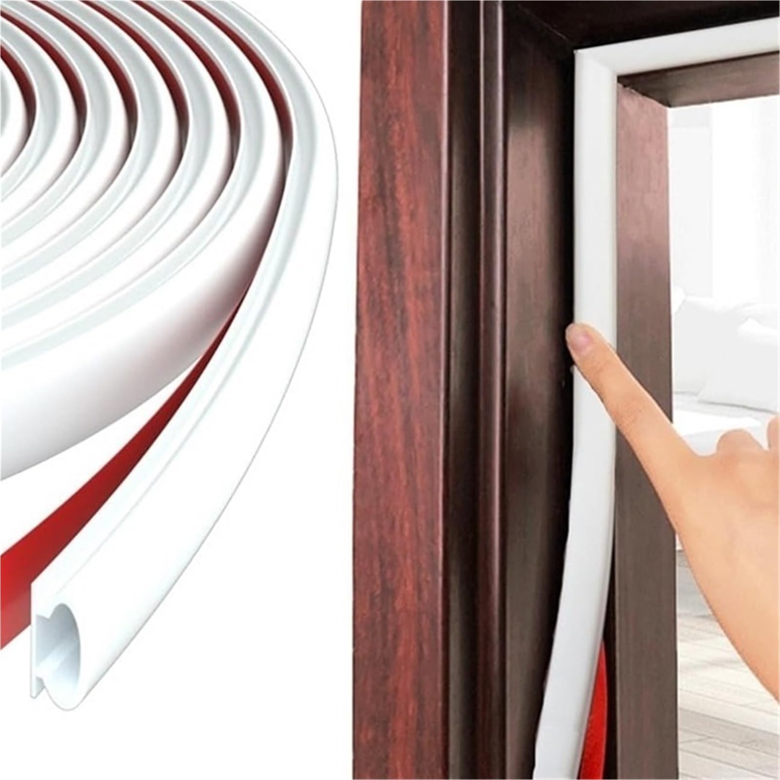 Ghhzml White Door Bottom Seal 6M D-Shape Weather Seal Strip, Soundproof(,12M)