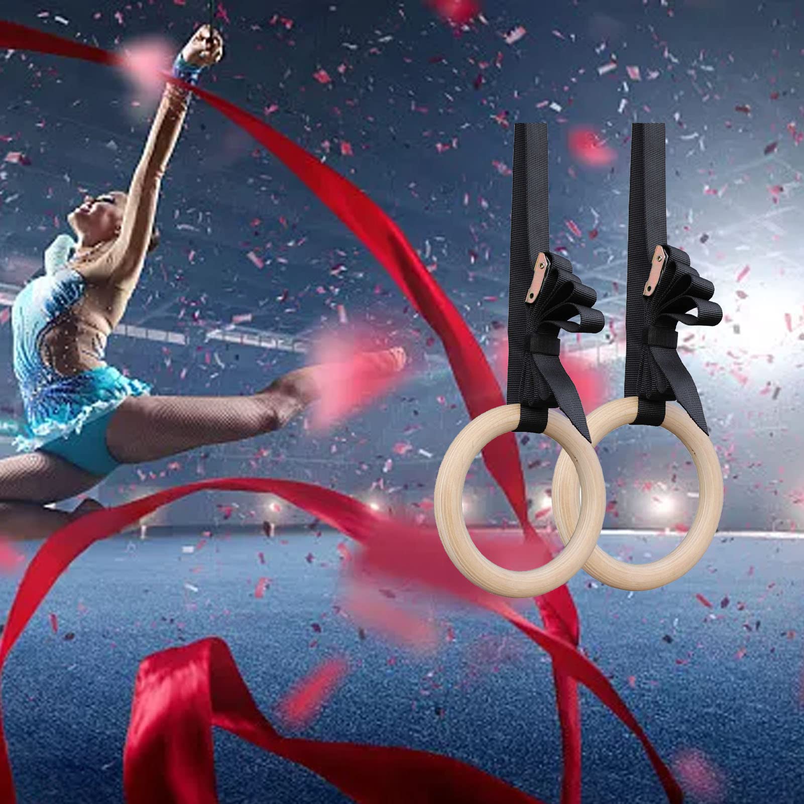 Anelli da Ginnastica in Legno, Anelli da Palestra per Esercizi Anelli Atletici per Costruzione Muscolare, Allenamento per Addominali, Allenamento per la Forza