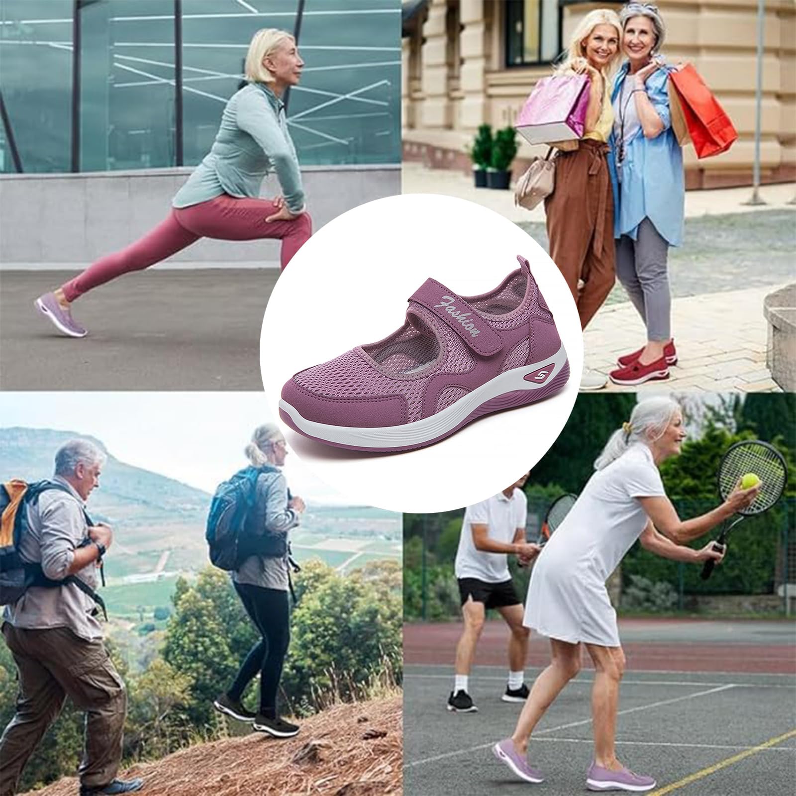 Orthopädische Schuhe Damen Slip On Walking Orthopedic Diabetic Walking Shoes Freizeit Mesh Atmungsaktiv Sandals