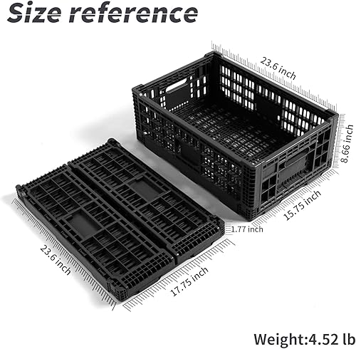 Miniatura 4 de Contenedor de almacenamiento plegable, caja de almacenamiento de plástico resistente de transferencia de 52 litros, cajas de leche, almacenamiento
