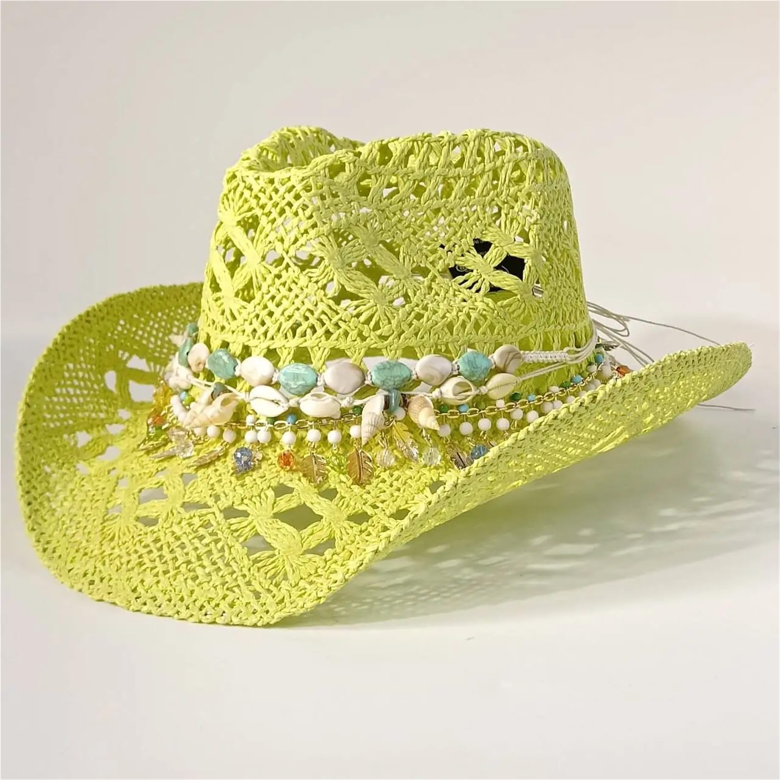 Cappello Paglia Cowboy Cappello da Cowboy Occidentale all'Uncinetto Traspirante