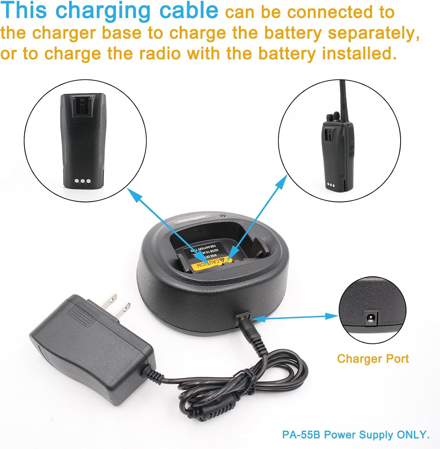 1PC PA-55B Power Adapter Supply Fit for Motorola XPR3500 XPR7550 CP200 XTS2500 HT750 HT1250 CP185 VX-354 TK-3170 TK-3180 Radio CD-58 WPLN4137 WPLN4226 HTN9000 PMLN5228 KSC-32 Charger