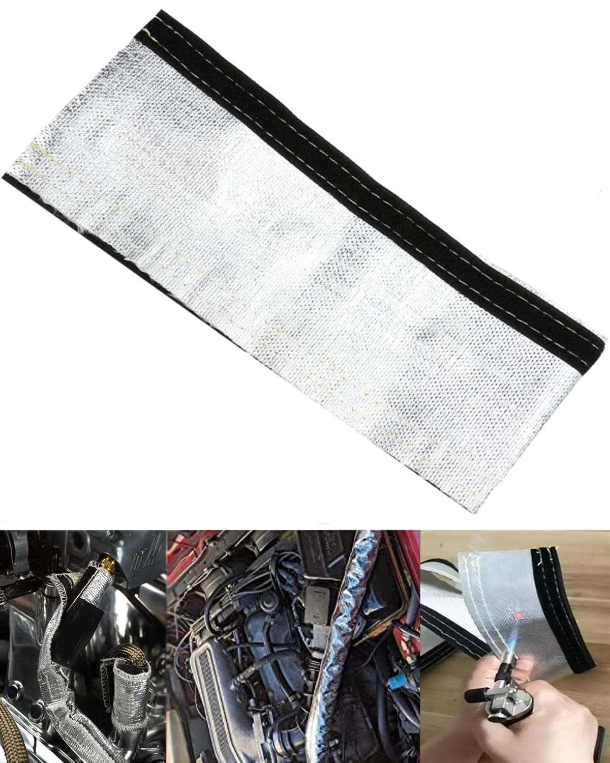 1/2" I.D. x 3.3FT Aluminized Wire Heat Shield Sleeve Wrap, Split Hook and Loop Thermal Shroud for Car Fuel Lines, Spark Plug Wires, A/C Hoses, 1200°F High Temp Insulation Shield, Silver