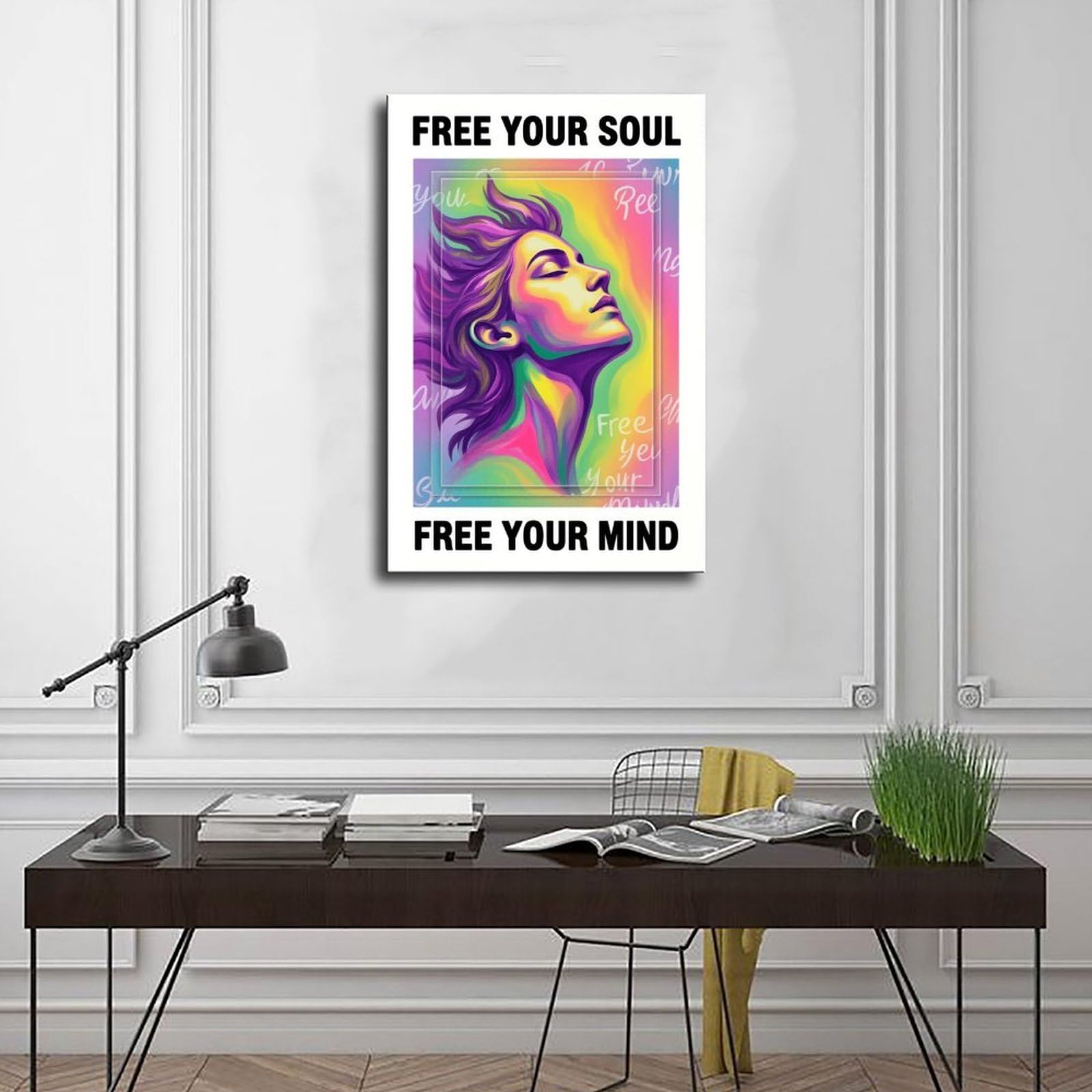 AYINUER Buntes abstraktes Portrait-Leinwand-Poster, Wandkunst, Dekordruck, Gemälde für Wohnzimmer, Schlafzimmer, Dekoration, ungerahmt, Druck-Stil, 61 x 91,4 cm (L x B)