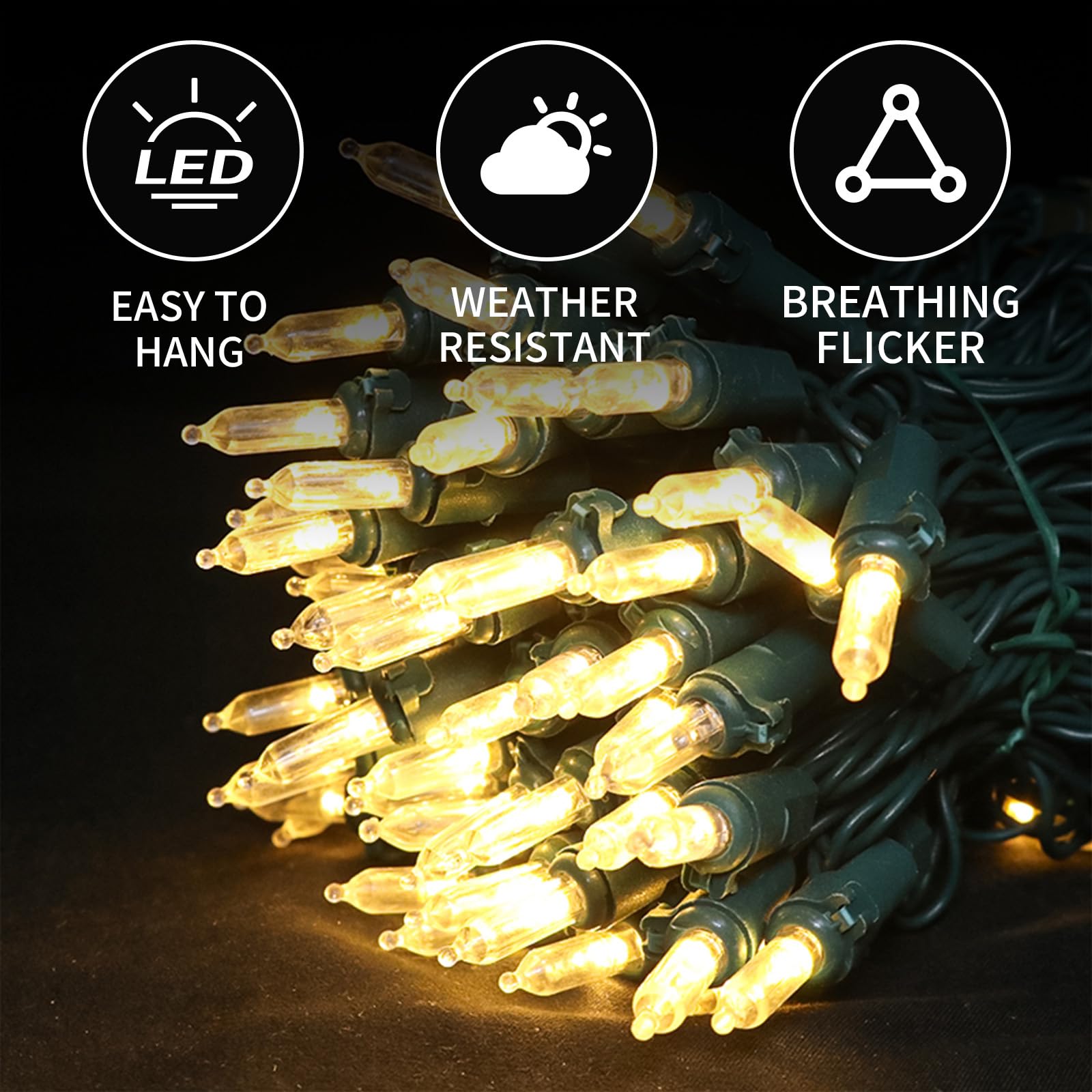 Guirnalda de luces para interiores, 50 mini LED de color blanco cálido, 5,7 m, alambre verde, luces de hadas de Navidad para dormitorio, fiesta, boda (50 unidades)