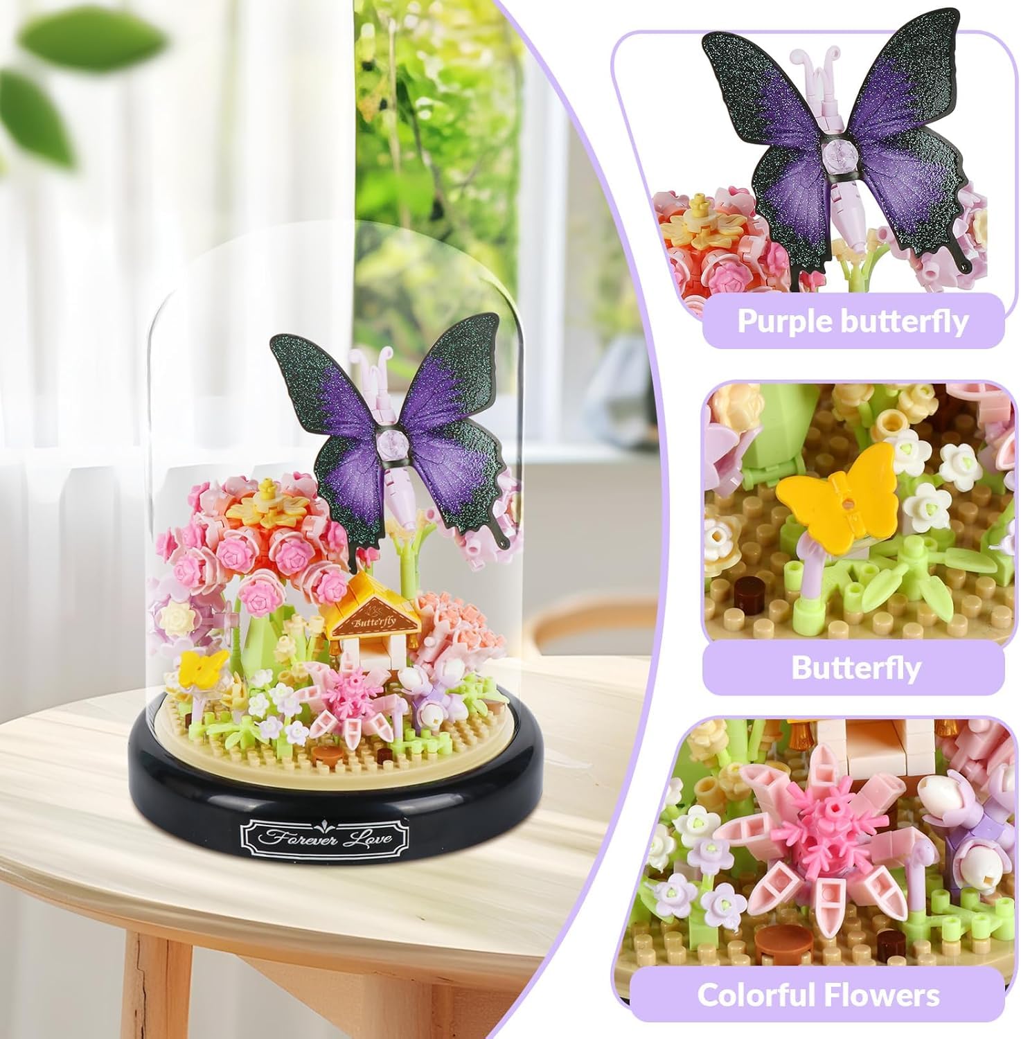 Flower Bouquet Building Kit for Adults Animals Flowers 582 PCS Botanical Collection Mini Building Blocks Set - Image 2