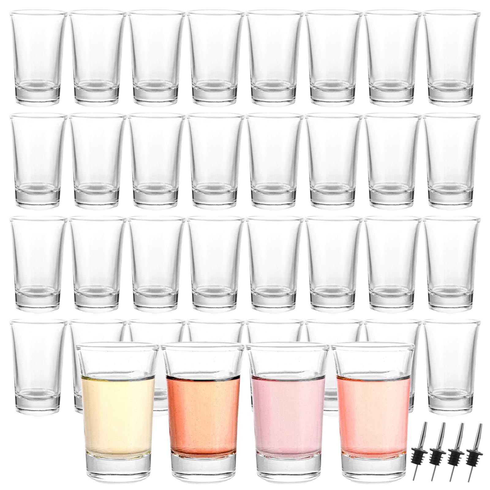 WOPPLXY 36 Pièces Verre a Shot, 47ml/4.7cl Shooter Verre Base Lourde, Verres à Shot Transparents pour Vodka, Whisky, Liqueurs