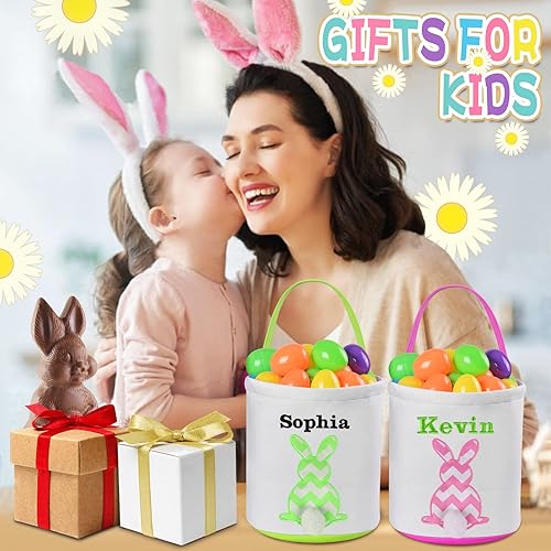 Miniatura 7 de VAPCUFF - Cestas de Pascua personalizadas para niños, cesta de Pascua, regalos de Pascua, cesta de conejo de Pascua, cesta de caza de huevos de