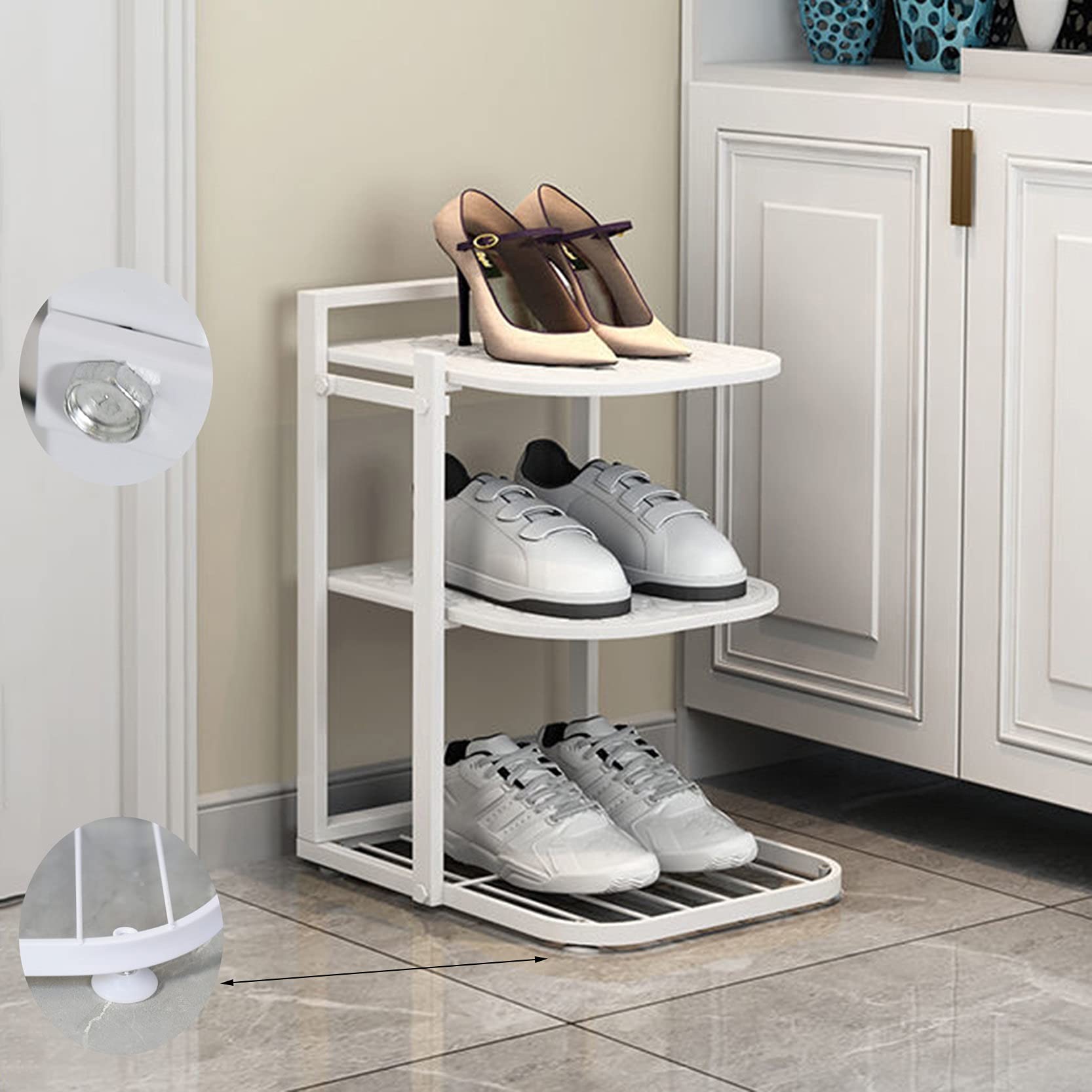 靴箱　シューズラック Amazon｜3層 シューズラック 靴収納 靴棚 下駄箱 3足 玄関収納