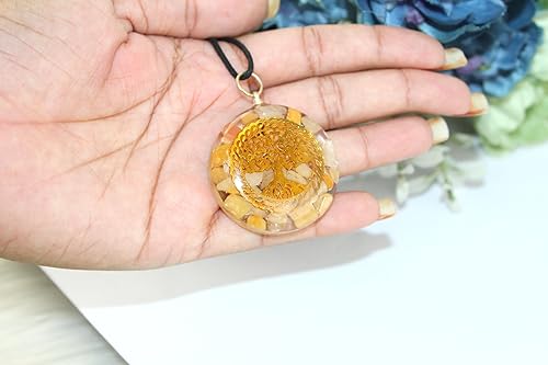 Miniatura 3 de HiJet Colgante de orgón Hermoso Cuarzo Dorado Árbol de la Vida Colgante de orgón Equilibrio Energía Positiva Armonía Suerte Yoga Meditación Reiki
