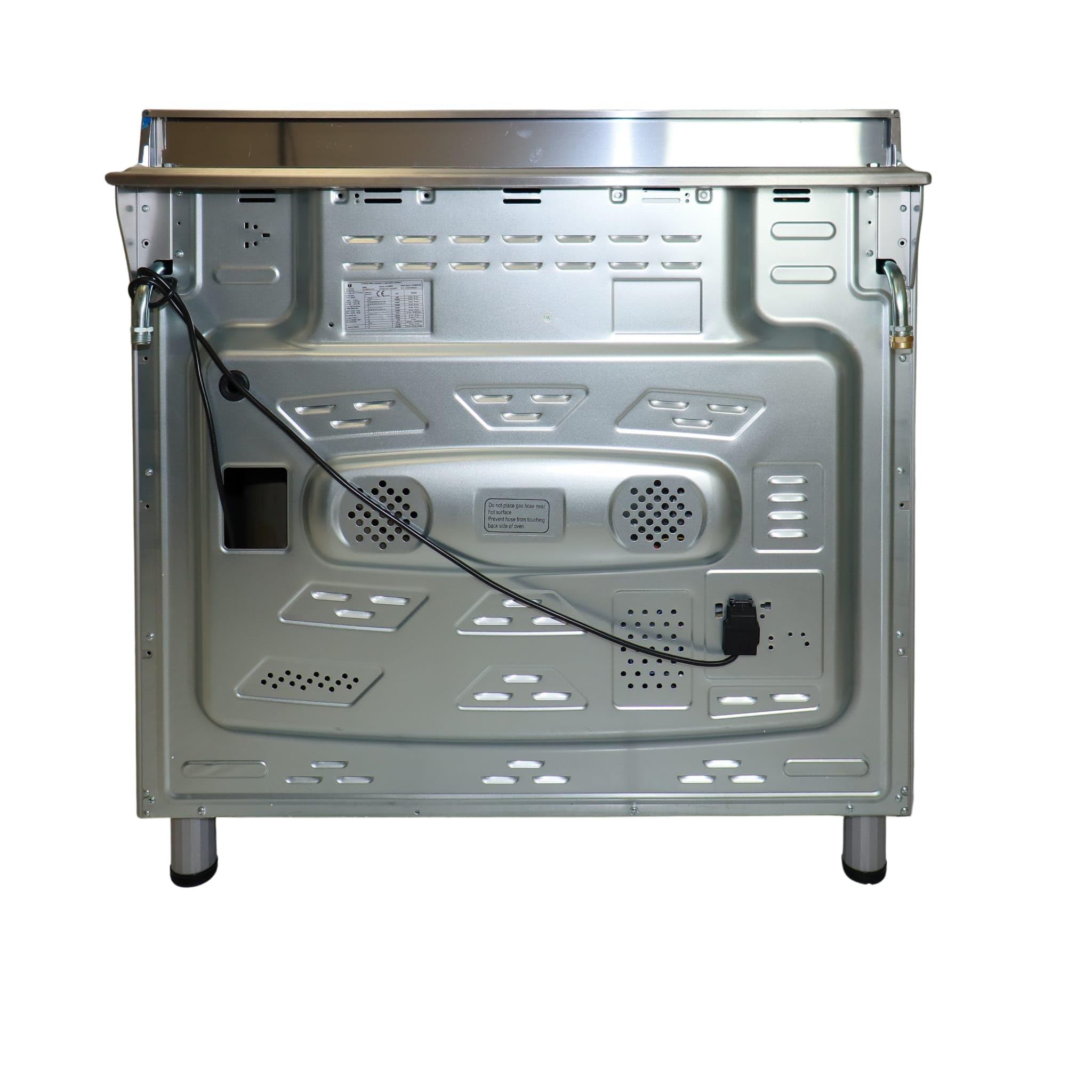 Gasline Gas Standherd mit Elektrobackofen und Flaschenschrank 90cm GAG90GOXFLE Edelstahl, Propan Regler 50Mbar + Gasschlauch
