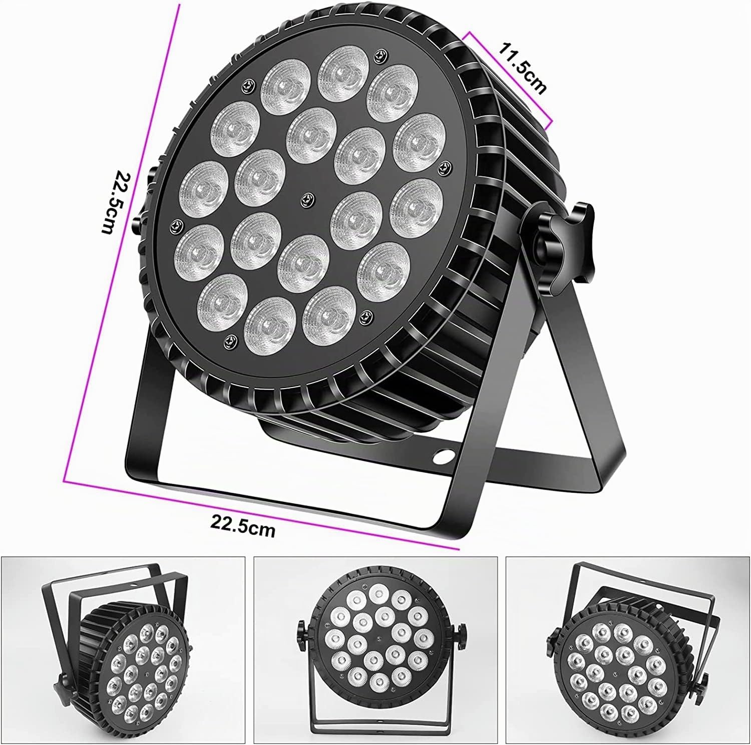 4 pièces 200W LED Par DJ Projecteur RGB UV noire lumière disco DMX512/ Aotu/son activé Éclairage de scène pour Fête DJ Bar Noël Halloween Mariage（Expédition depuis l'allemand）