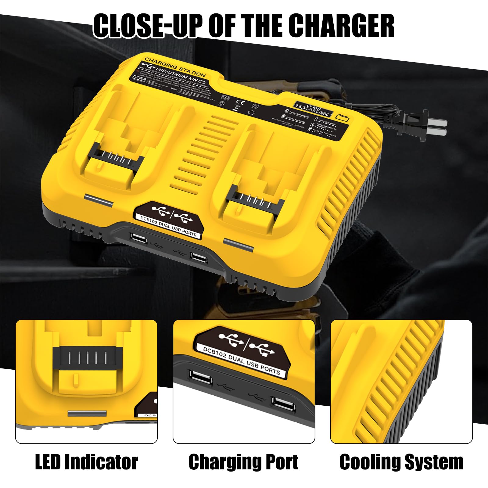 2 Baterías Iones Litio 5500 mAh, Compatibles con Dewalt 18V+1 Cargador