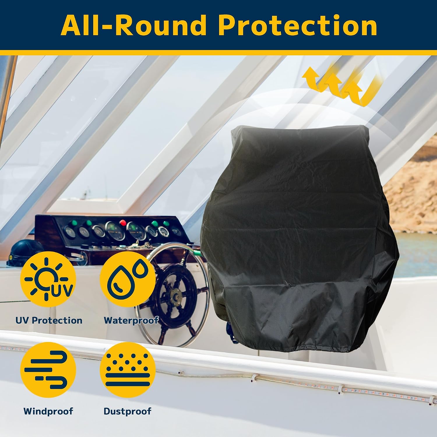 2 Pack Black Boat Seat Covers, Waterproof Boat Folding Chair Cover image 4