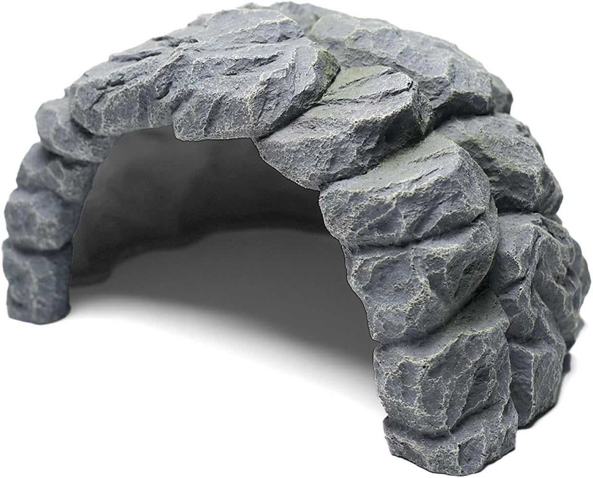 Resin Reptile Hideout Cave,Natural Habitat Decor for Bearded Dragon, Leopard Gecko, Lizards & Turtles,Terrarium Tank Accessories,A - Large
