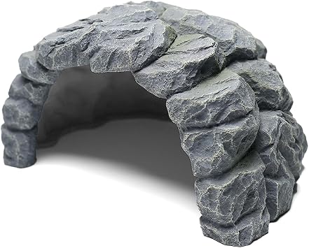 Resin Reptile Hideout Cave,Natural Habitat Decor for Bearded Dragon, Leopard Gecko, Lizards & Turtles,Terrarium Tank Accessories,A - Large
