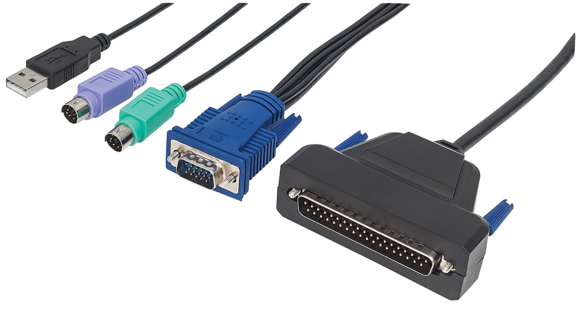 INTELLINET 507769 - Cavo VGA a 1 porta per console KVM contiene PS/2 USB e spina VGA, colore: Nero