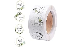 500PCS Exquisite Thank You Envelope Stickers, Round and Heart Shaped Greenery Frames...